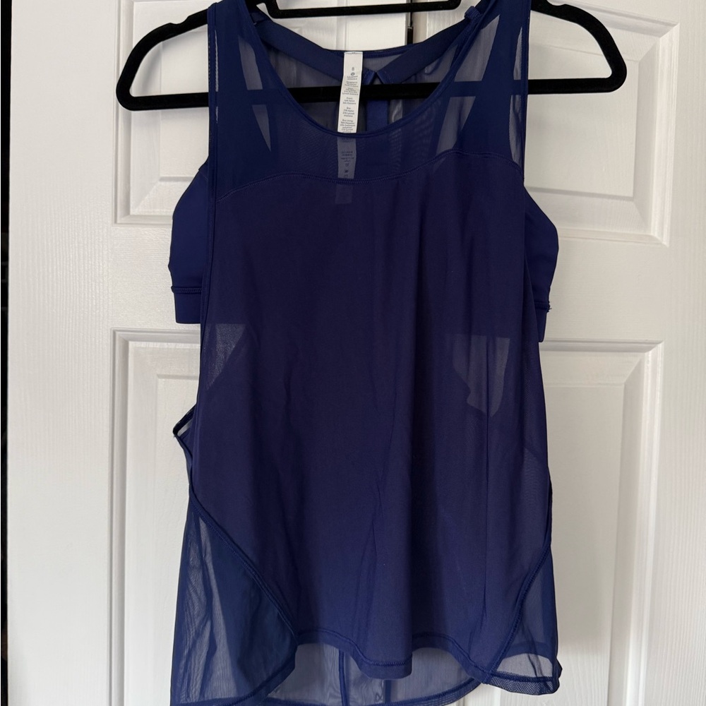 Women's Navy Blue Mesh Tank Top